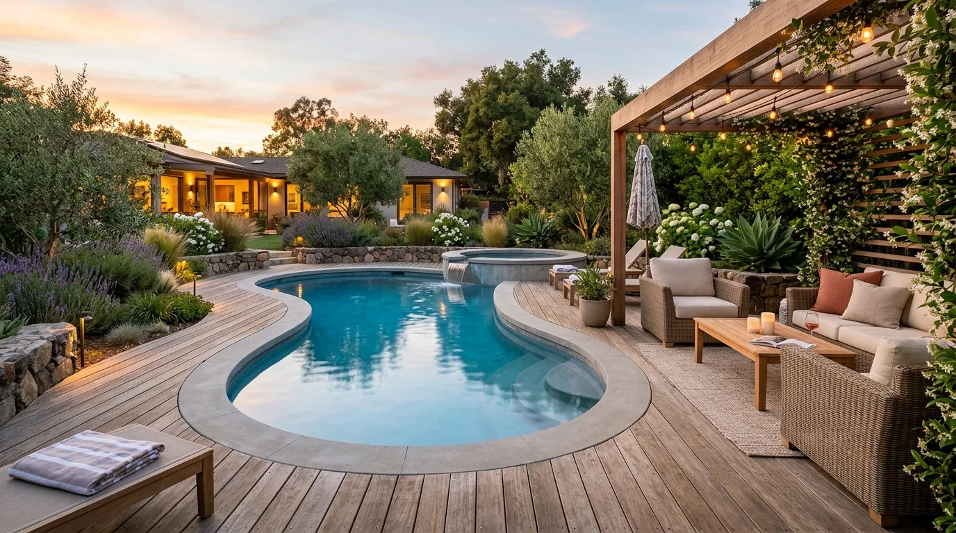 Sunken Pool With Privacy Screening
